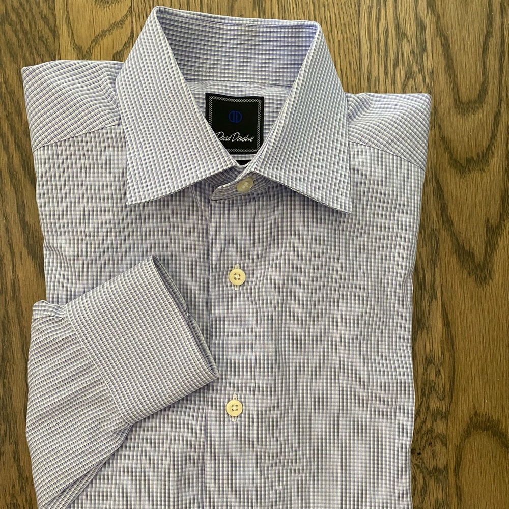 DAVID DONAHUE | Men’s trim fit dress shirt. Size 15 1/2 Neck. 32-33 Sleeve.